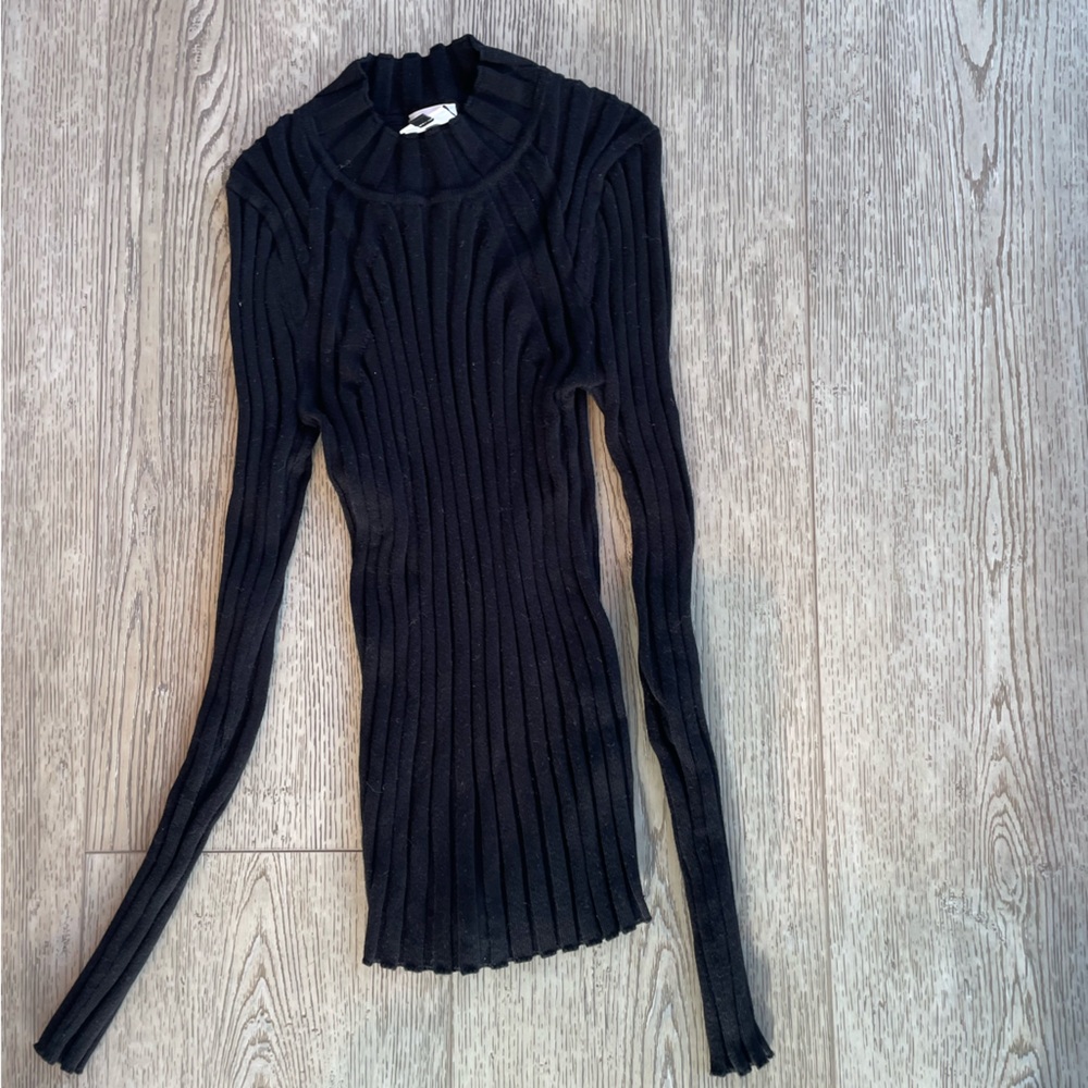 Cabi Black Ribbed Long Sleeve Sweater